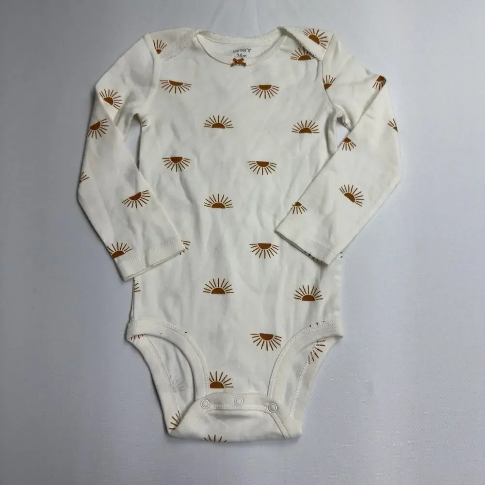 Carter's Long Sleeve Bodysuit Infant Size 24 Months White, Sun